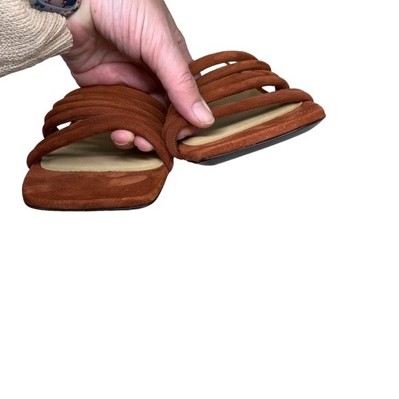 NEW Frame Le Tonga Mules Slides Brick Brown Heels 40.5 / 10 Strappy Sandals - Picture 6 of 9